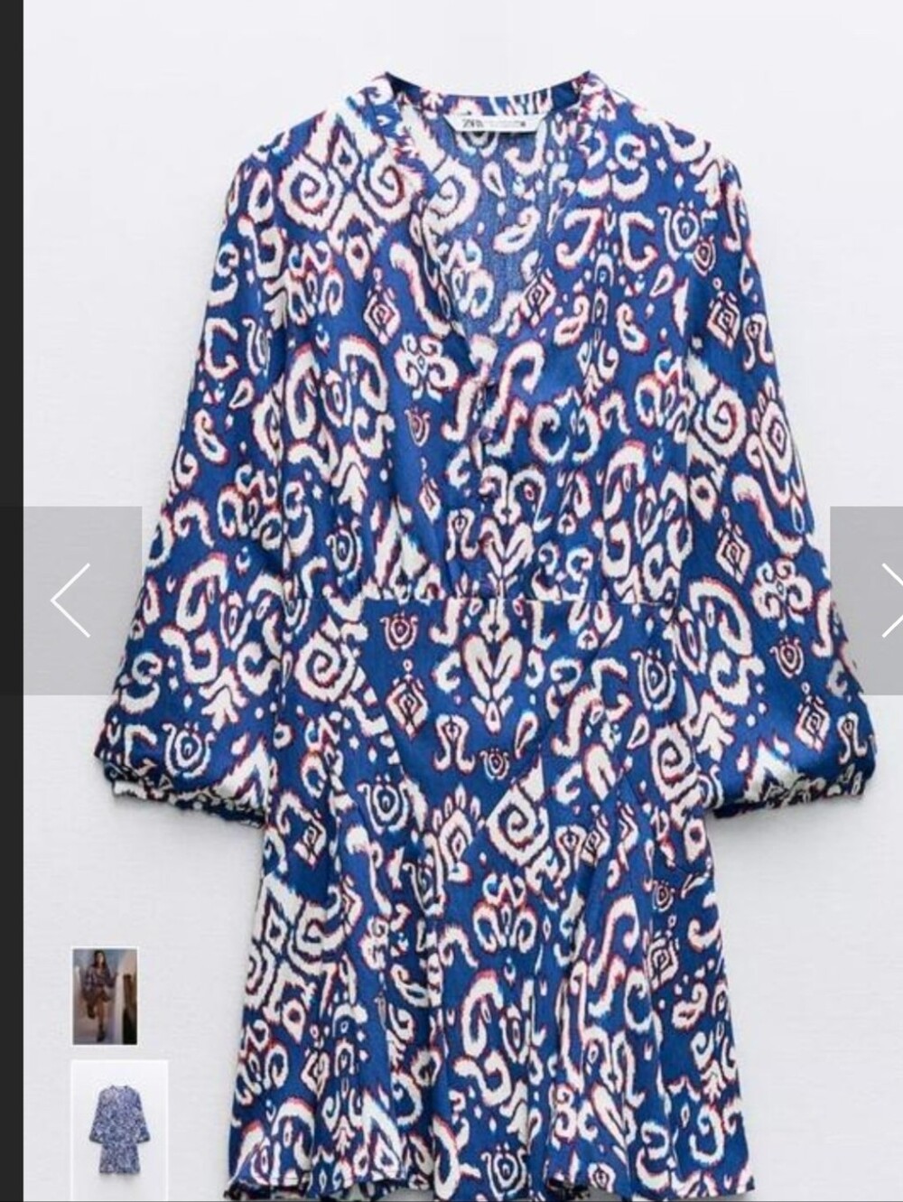 Sz S New Zara PRINTED MINIDRESSNAVY BLUE